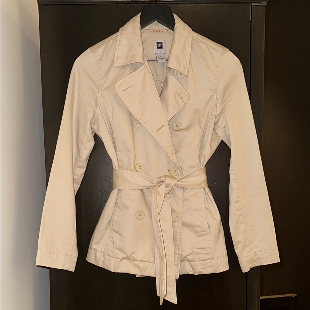 GAP Vintage Cream Tailored Trench Coat with Belted Waist - Picture 2 of 6